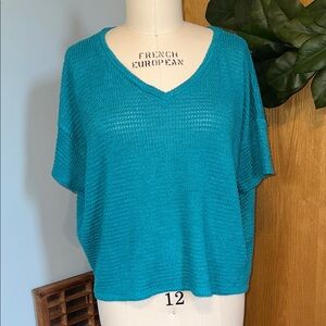 Zenana Outfitters Teal Knit Short Sleeve Top Soft‎ L/XL Oversized